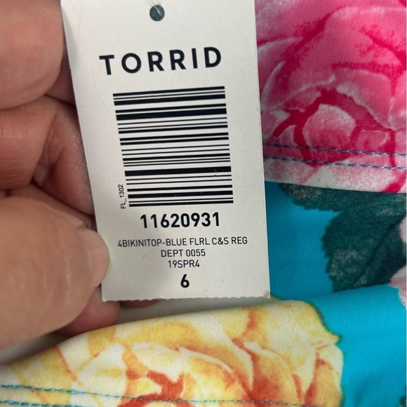Torrid Bikini Top Blue Floral Underwire Women's Plus SZ 6X Summer Vacation NEW - Picture 8 of 11